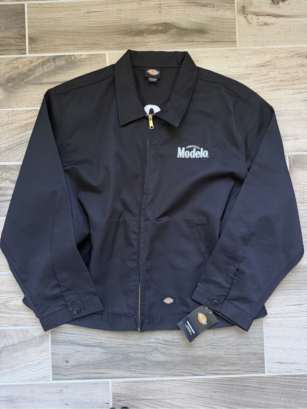 Dickies Black Bomber Jacket with Modelo Logo